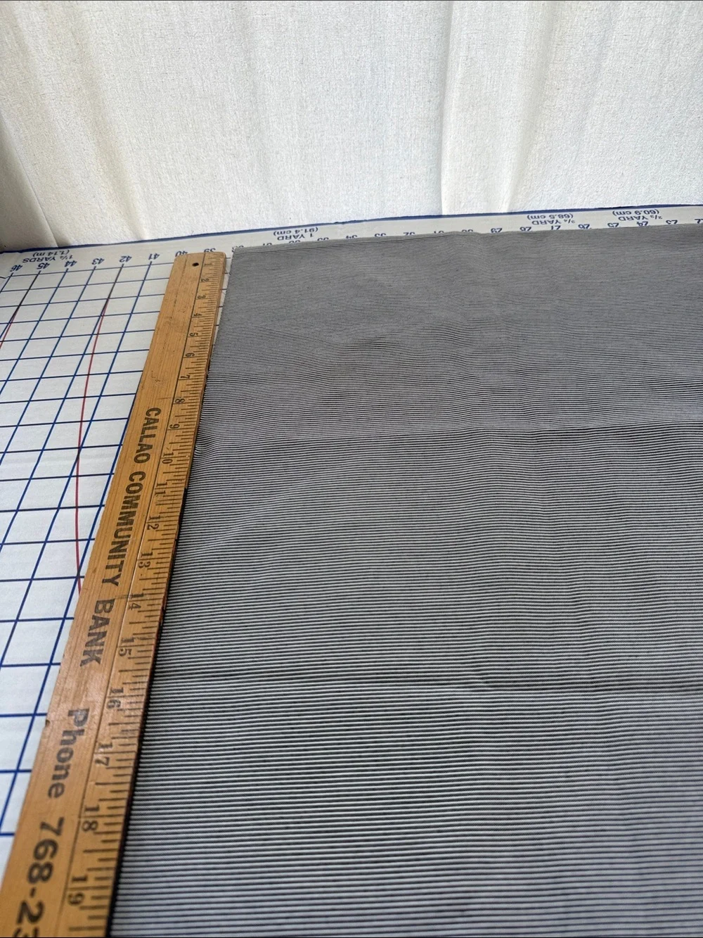 Vintage Black White Ribbed Pinstripe Fabric 1 Yard x 64” Wide Textured Woven
